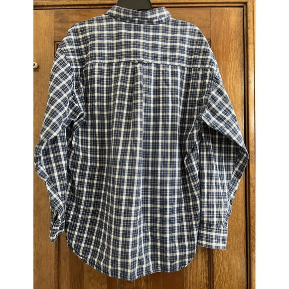 Bit & Bridle Mens Blue Plaid Button Up Shirt ~ Long Sleeve ~ Size Large - Picture 4 of 5
